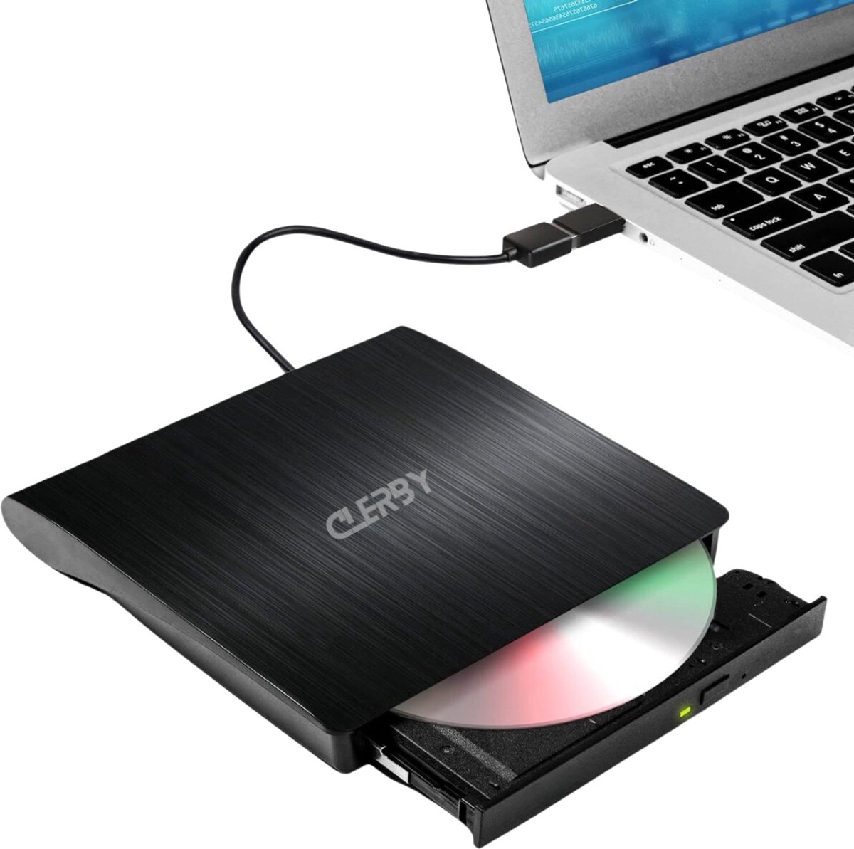 Clerby Externe DVD speler en Brander - CD/DVD - Externe DVD speler voor Laptop - USB 3.0 DVD Speler - Geschikt voor Windows, Max en Linux - Optical Drive