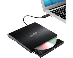 Clerby Externe DVD speler en Brander - CD/DVD - Externe DVD speler voor Laptop - USB 3.0 DVD Speler - Geschikt voor Windows, Max en Linux - Optical Drive