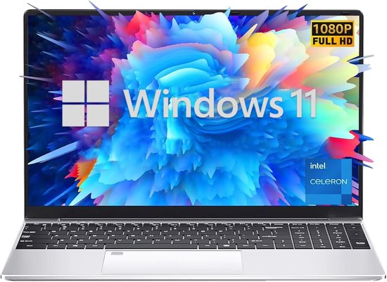 Laptop 15.6" Windows 11 – Intel Celeron N4000 – 16GB DDR4 RAM – 1TB SSD – Full HD – Ultralight – WiFi – Bluetooth – Vingerafdruk - Merkloos - Hoofdafbeelding