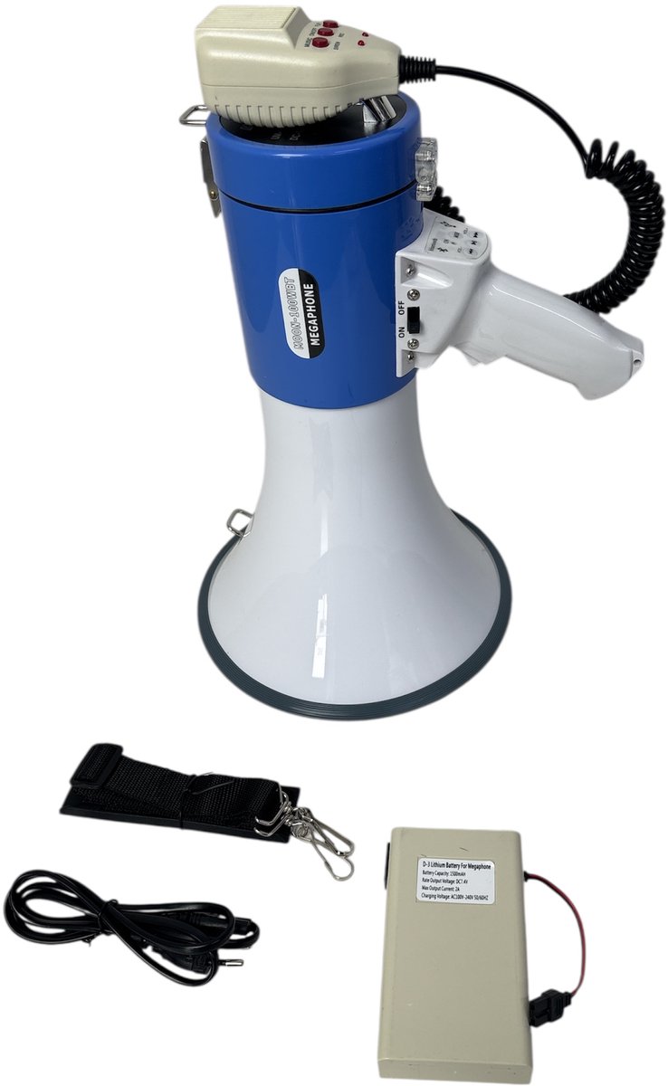 Megafoon-100W-Inclusief oplaadbare accu (MP3-USB/SD/Bluetooth)