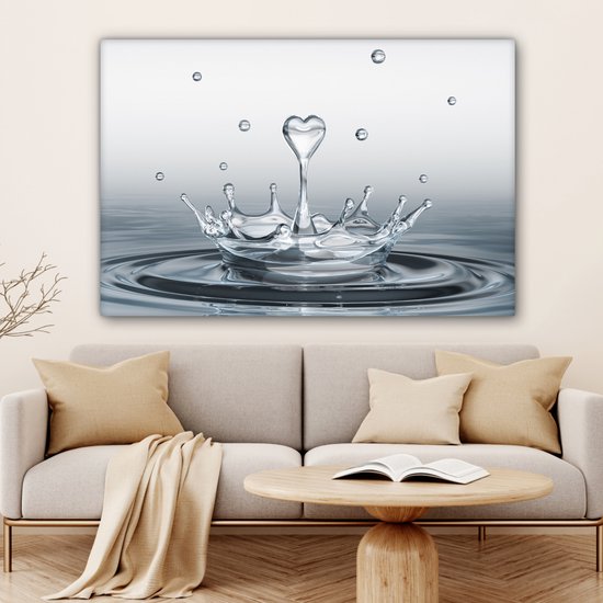 Peinture sur toile 120x80 cm - Décoration murale Abstrait - Moderne - Water - Coeur - Décoration murale salon - Décoration chambre moderne - Tableaux abstraits
