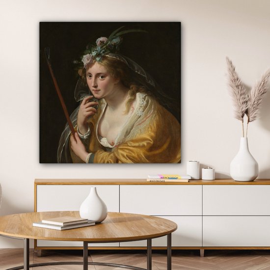 Tableau sur Toile Une Bergère - Peinture de Paulus Moreelse - 90x90 cm - Décoration murale