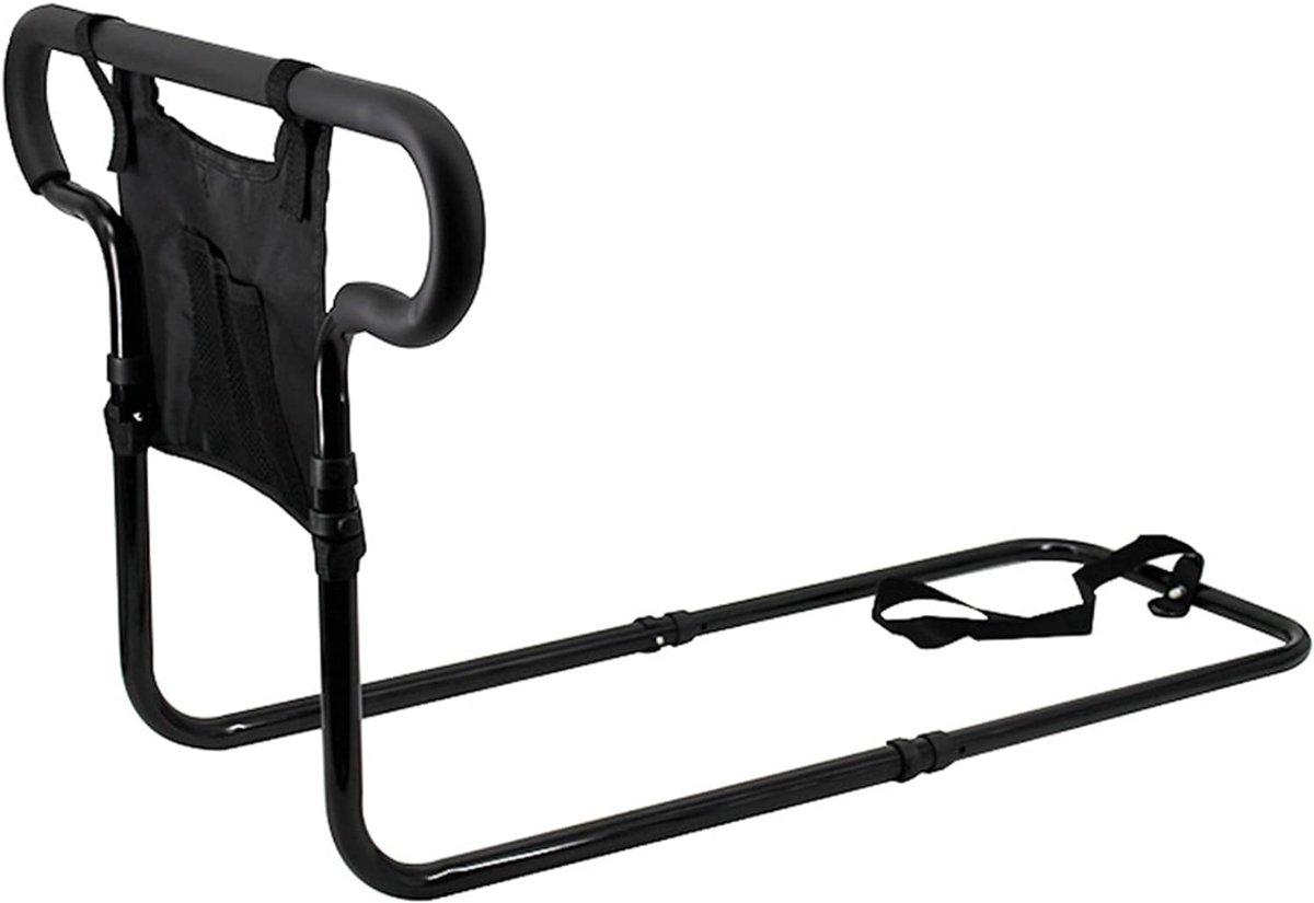 VOKA Bedbeugel - Verstelbaar Bedsteun - Stabiel - Bedhekje - Bedrek - Zwart - Bed Beugel - Tot 115 kg. - Uitstaphulp bed - Uitval bescherming - Matras Bedhulp - Transferbeugel