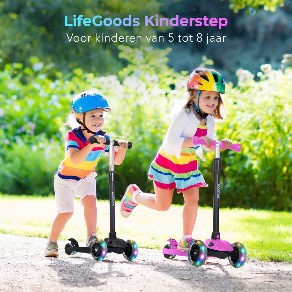 LifeGoods TurboRide Kinderstep - Step 5-8 Jaar - 3 Lichtgevende LED Wielen - Hoogte Verstelbaar - Jongens/Meisjes - Zwart — afbeelding 5