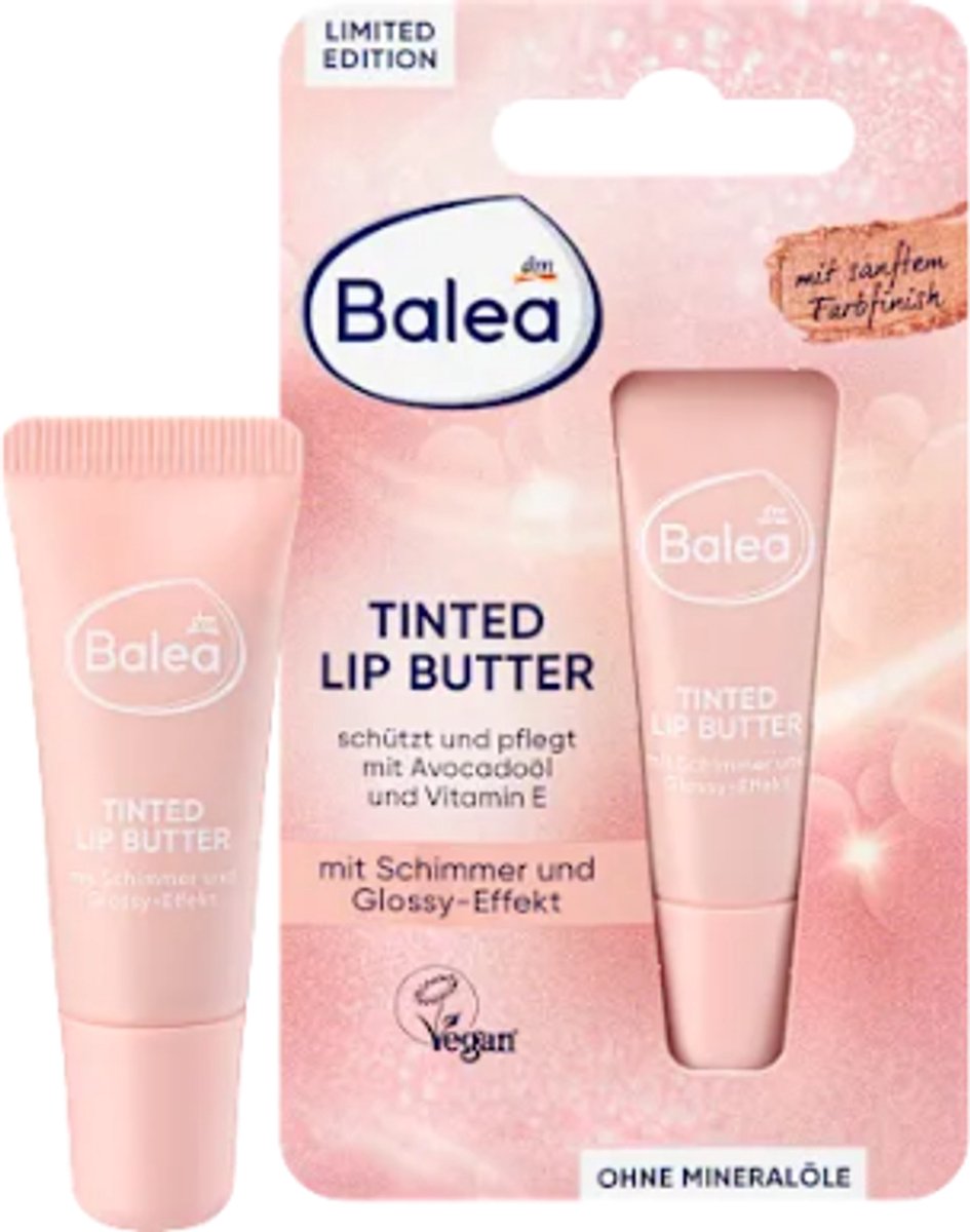 Balea Tinted Lip Butter - Lippenbalsem | 1x 10ml - Shimmer - Vitamine E - Met een zachte roze-rood kleurafwerking
