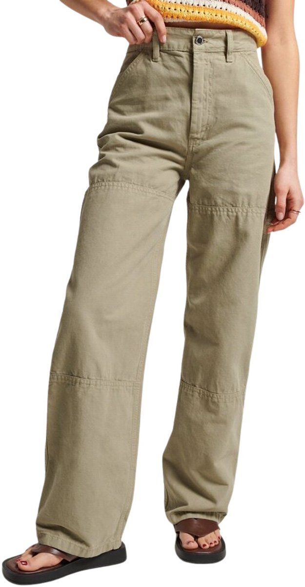 Superdry Wijde Vintage timmermansbroek van biologisch katoen Dames Broeken Soft Sage