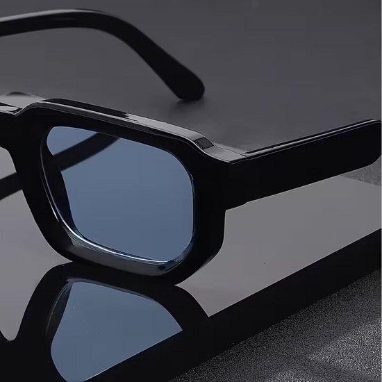 zwart Zonnebril blauw glas - Strak & Trendy Design - Comfortabel - Breed Frame van Merkloos — afbeelding 2