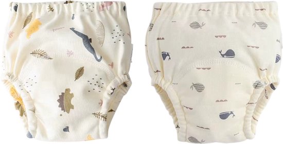 2 Stuks - Oefenbroekjes Zindelijkheid Waterproof - 11-15 kg (2-4 jaar) - Peuters - Wasbare Zindelijkheidsbroekjes - Dinosaurus Walvis