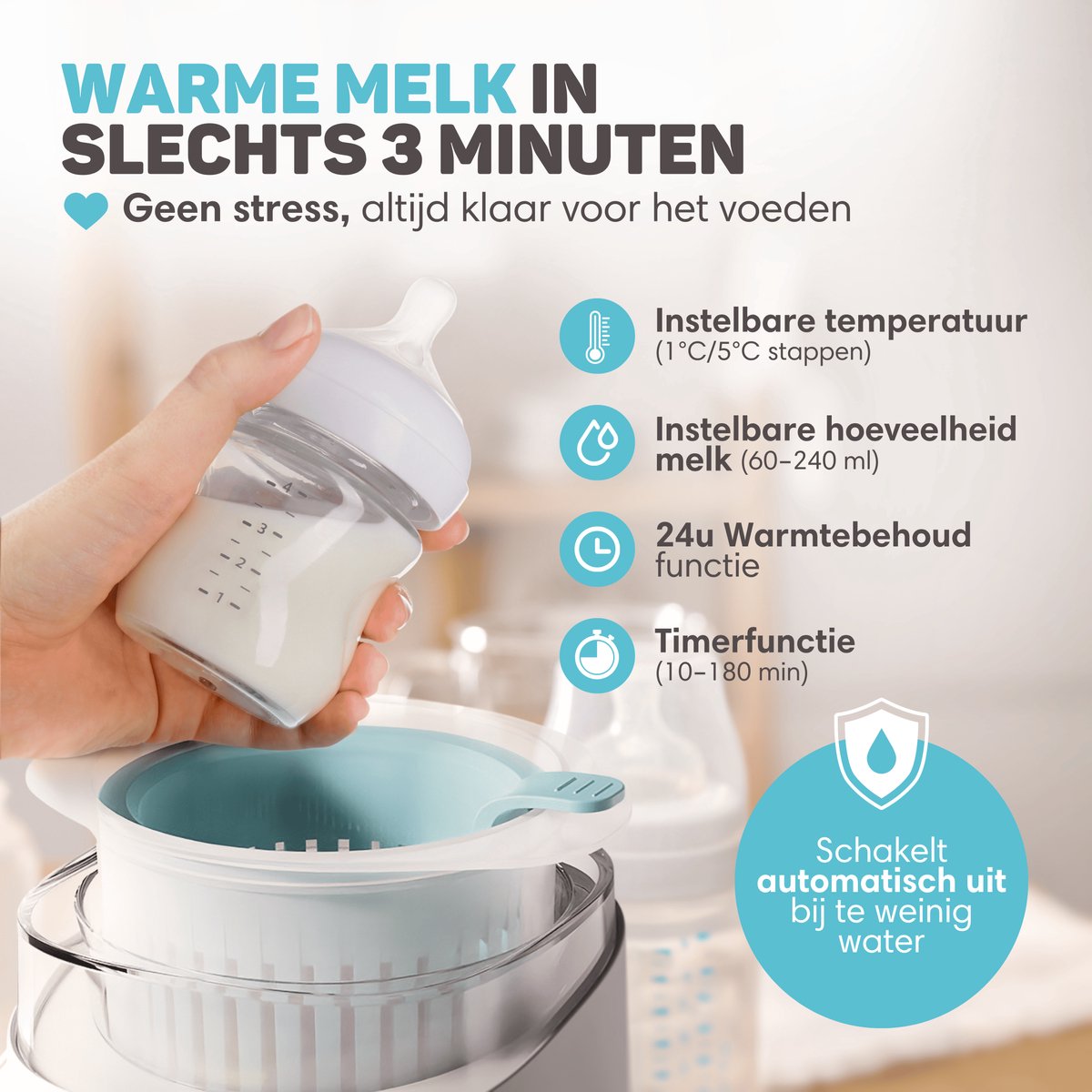 Vulpes Goods BabyCare - Flessenwarmer - 10in1 - Warmhouden 24u, Ontdooien & Steriliseren - PRO V2 Versie thumbnail 2