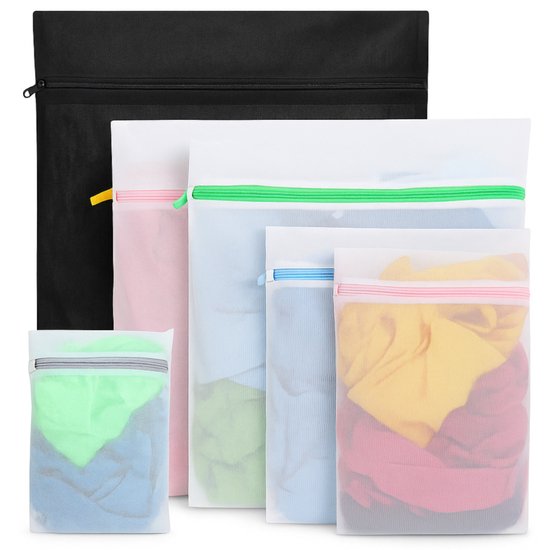 Sacs à linge BOTC avec fermeture éclair - Set de 5 - Sacs à linge en 5 tailles - Transparent - Laken/chaussures/sous-vêtements/vêtements