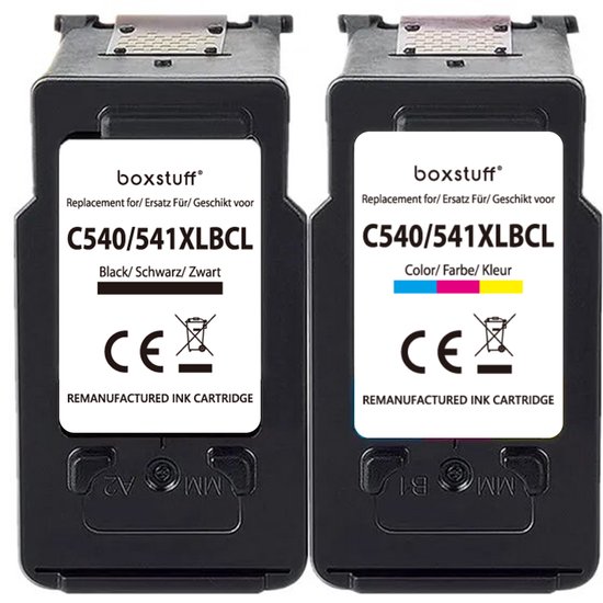 Boxstuff Inkt geschikt voor Canon PG-540 XL + CL-541 XL - (5222B012) - Inkt Cartridge 2-pack voor Canon Pixma MG2100 / MG2150 / MG2200 / MG3150 / MG3200 / MG4150 / MG4200 / MX395 / MX435 / MX475 / MX525 - Pack Kleur en Zwart