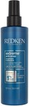 Blauwe fles Redken Extreme Anti-Snap leave-in treatment met zwarte spuitkop. "Extreme anti-snap treatment" en "anti-breakage leave in" op het etiket.