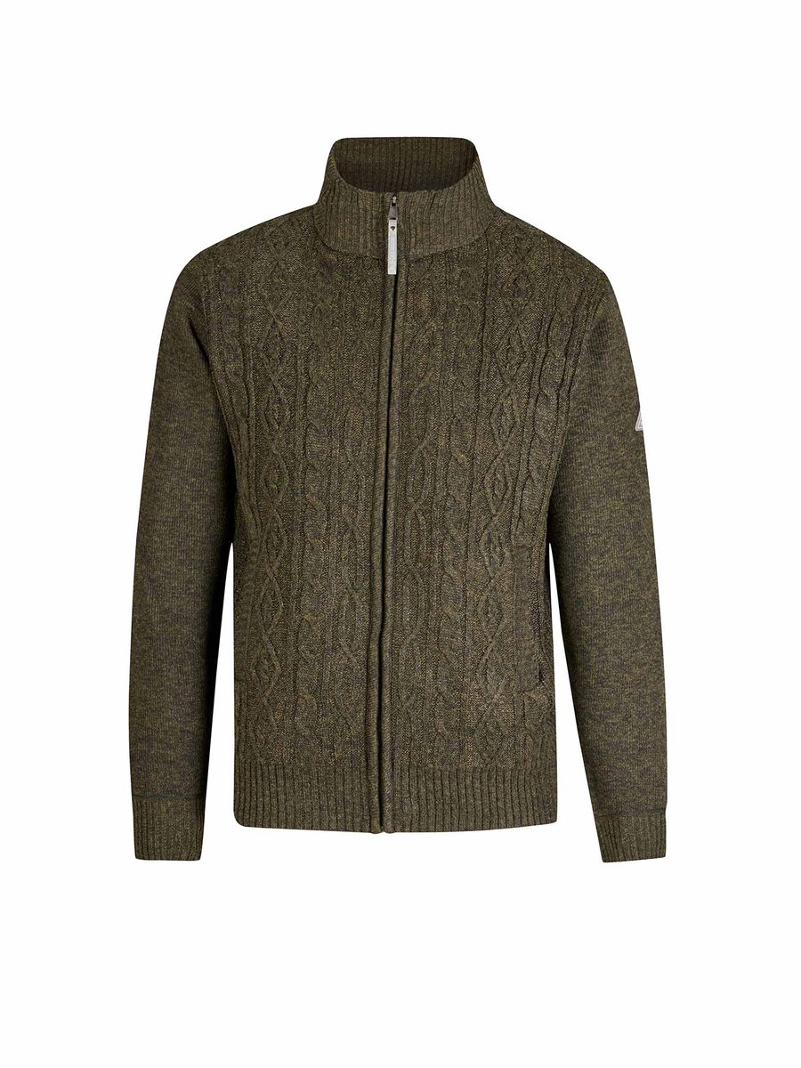 BJØRNSON Gus Kabel-gebreid Vest Fleece Gevoerd Heren - Maat S - Olijfgroen