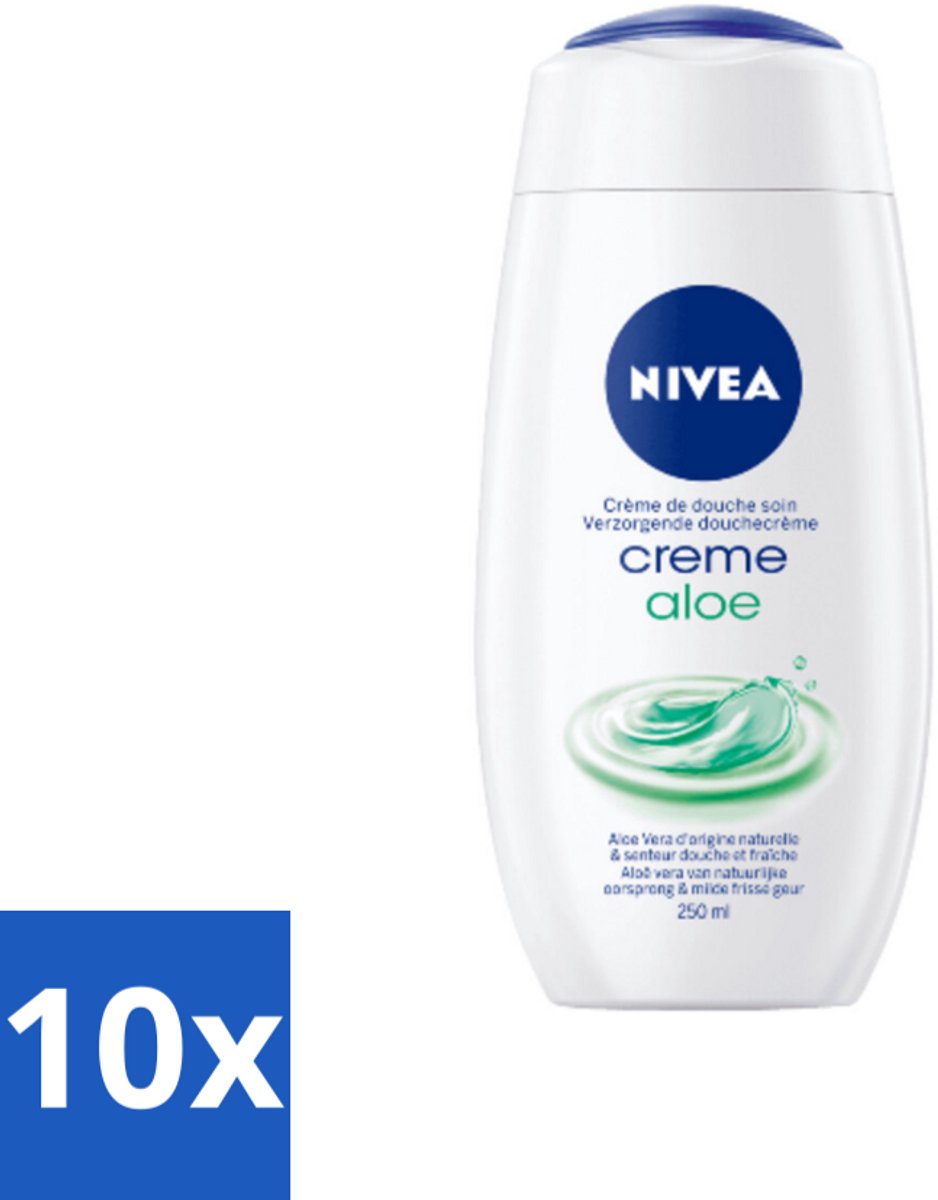 10 x NIVEA Douchecrème Aloë 250 ml - Douchegel Aloe Vera - Aloe Vera Douche - Aloe Vera Crème - Aloe Vera Voor Huid - Aloe Vera Hydratie