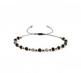 Bracelet en cordon noir à perles pour femme – bracelet ajustable avec détails dorés