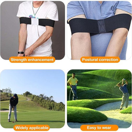 Golf Swing Training Band - Golf Hand Correctie Band - Arm Houding Corrector - Golf Swing Elastische Band - Swing Training Hulpmiddel - Geschikt voor Golf Beginners op de Driving Range, Indoor en Outdoor Swing Training - Zwart van Merkloos — afbeelding 3