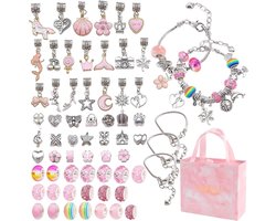 Armbandenmaakset voor meisjes - sieraden knutselset met kralen en bedels