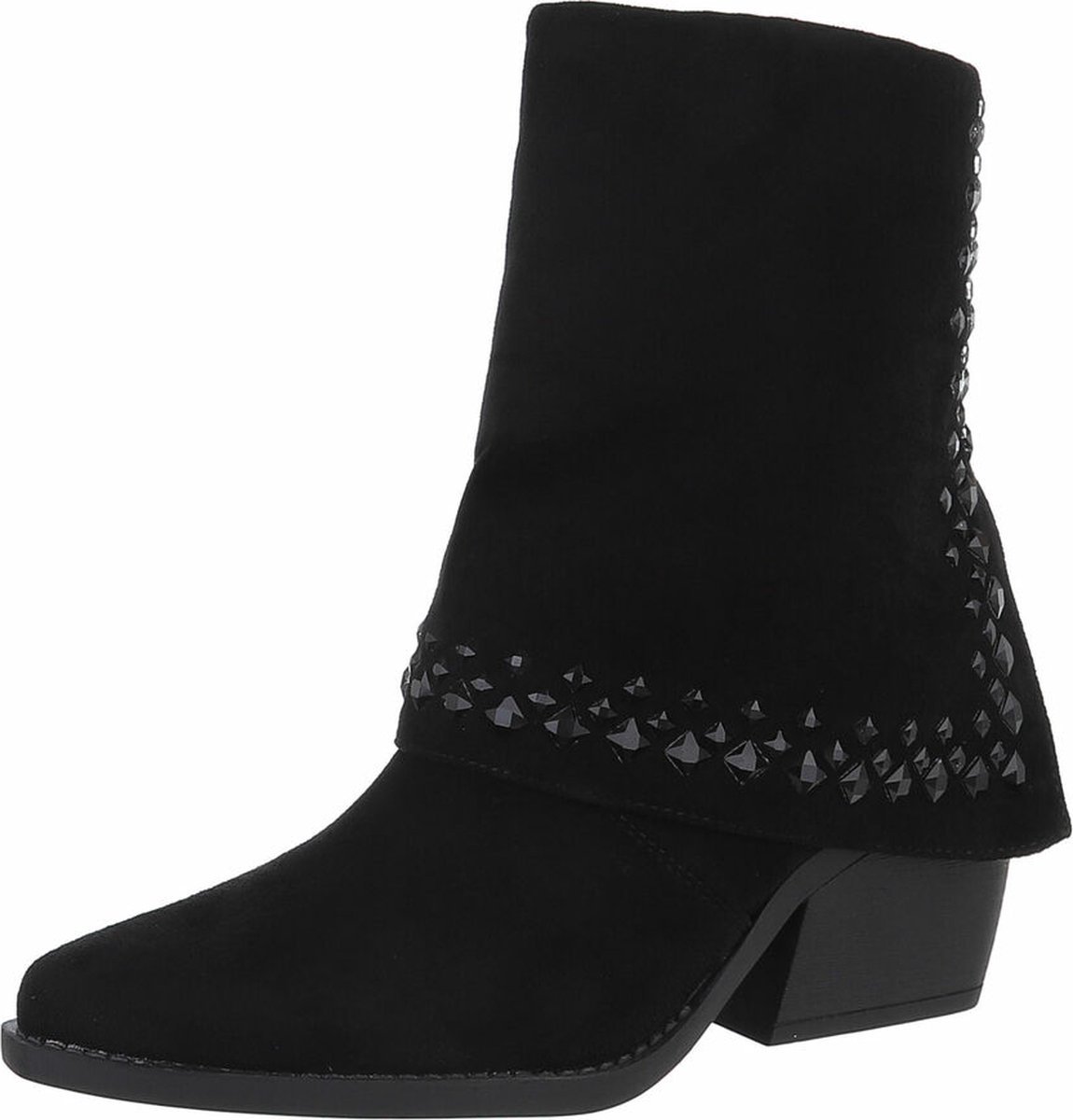 ZoeZo Design - cowboylaarzen - nieuwe collectie - kaplaarzen - enkellaarzen - western laarzen - suedine - met kap - met studs - studs in zwart - maat 40 - hakhoogte 6 cm