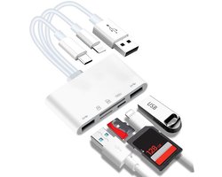 SD Kaart lezer-5 in 1 - USB-geheugenkaartlezer - USB OTG-adapter en SD-kaart lezer - Geheugenkaartlezer - Card Reader - USB-oplaadadapter - Geschikt voor Android, Samsung, Tablet, MacBook - Draagbare - Geschikt voor Ondersteunt SD/Micro SD/SDHC/SDXC