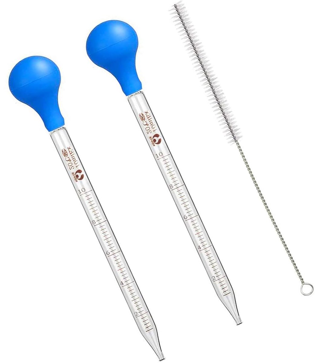 Pipetjes van glas - pipet met schaalverdeling - 10 ml - druppelaar - met 1 reinigingsborst