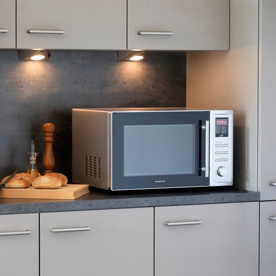 Inventum MN325CS - Vrijstaande combimagnetron - Heteluchtoven - Grill - 32 liter - 1000 watt - 10 kookprogramma's - RVS/Zwart