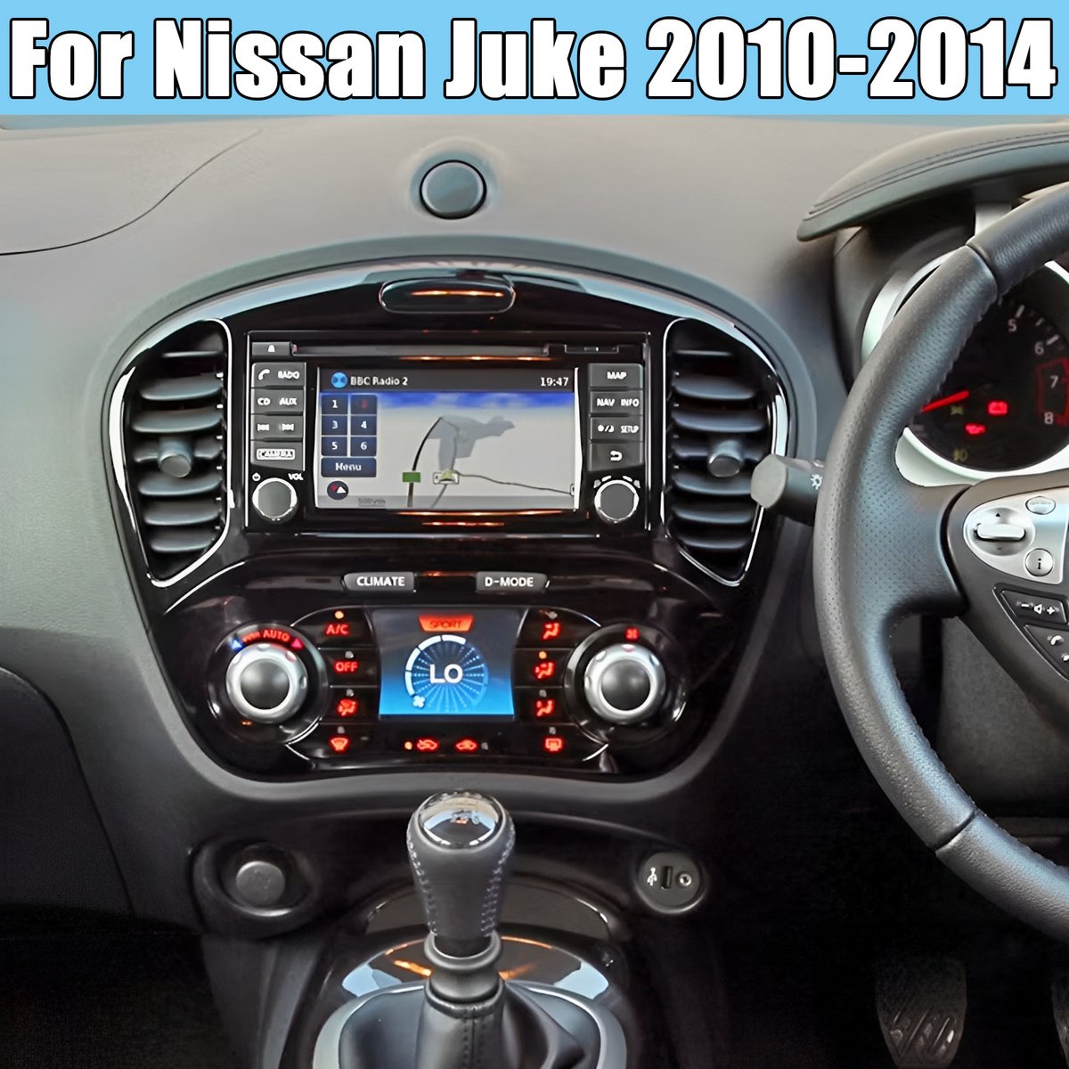 Autoradio-Android 13 Autoradio Radio GPS-navigatie 2+32G voor Juke 2010-2014 Ingebouwde draadloze CarPlay Android Auto 9 inch autoradiospeler met Bluetooth WiFi FM/RDS SWC Split Screen + AHD achteruitrijcamera/microfoon