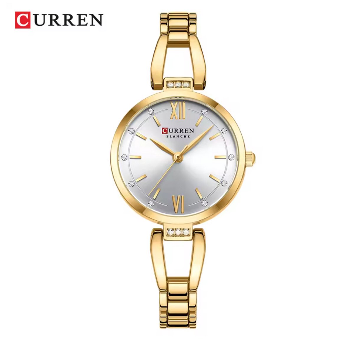 CURREN Horloge 9092 - Goudkleurig-Zilverkleurig - Dames - Quartz - 30 mm - Roestvrijstalen Band - Waterbestendig - Elegant Luxe