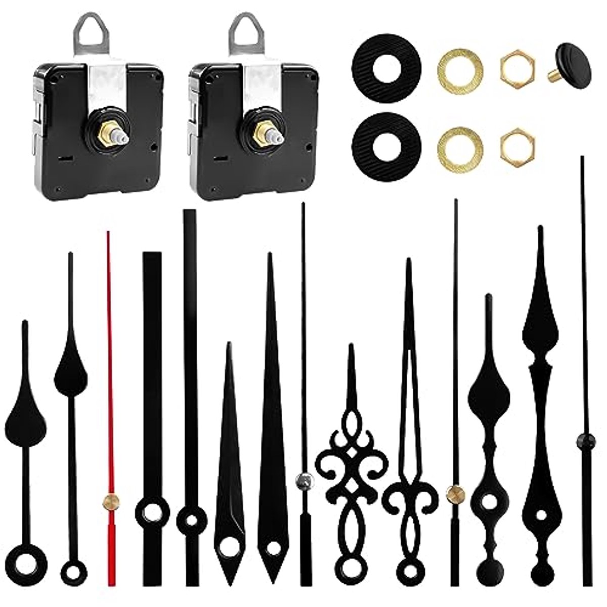Wandklok Mechanisme Set met Wijzers - Zwart, Geruisloos, Ideaal voor Klokbouw en Reparatie