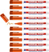 edding 400 permanent marker - oranje - 10 stiften - ronde punt 1 mm - watervast, sneldrogend - wrijfvast - voor karton, kunststof, hout, metaal, glas