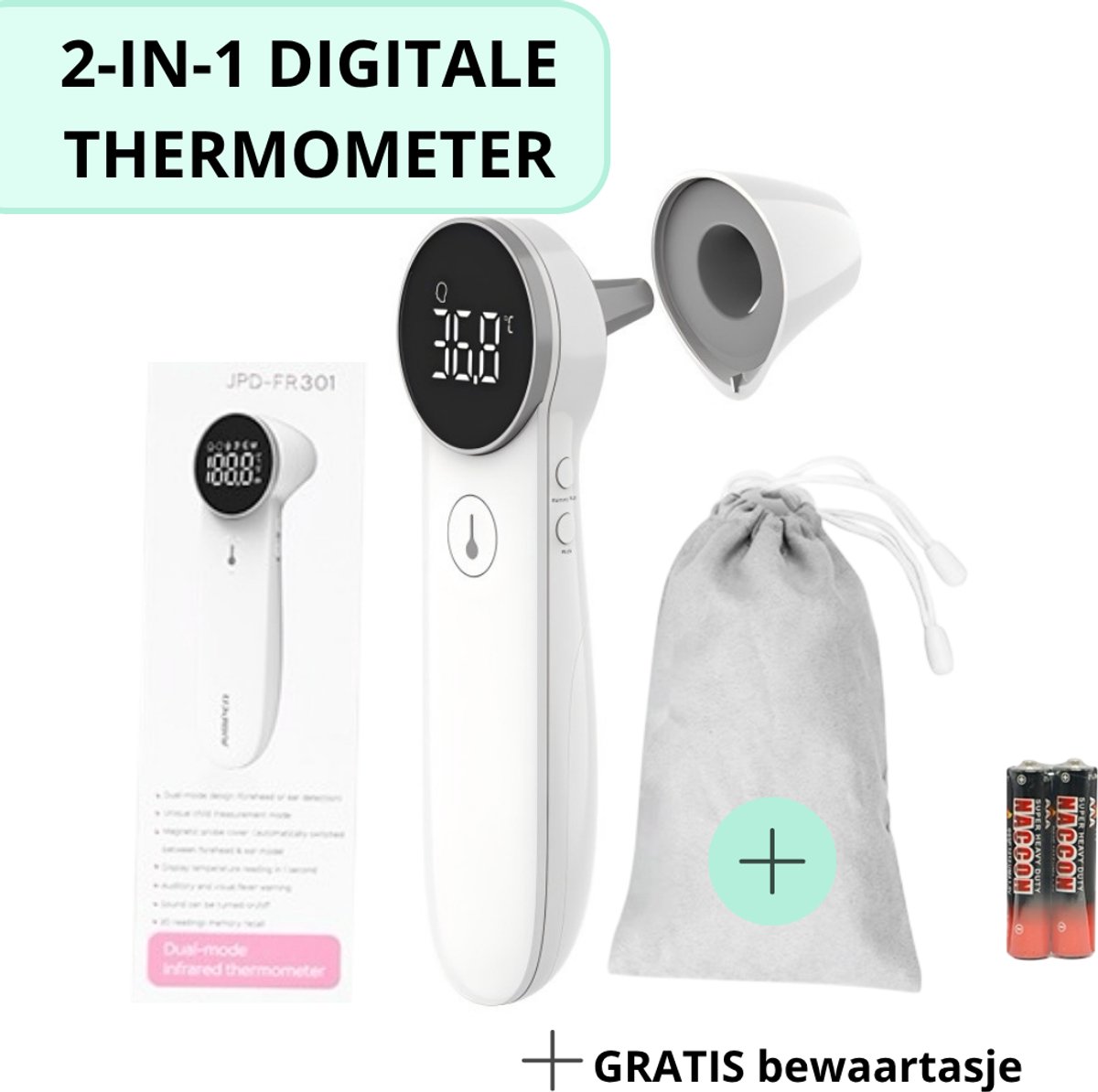 Koortsthermometer - Oorthermometer Infrarood thermometer - Thermometer - INCL. batterijen - PRO + 2025