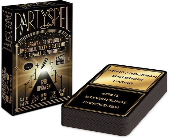 PARTYSPEL - Editie #1 - Kaartspel - Pocketformaat Raadspel / Tekenspel / Uitbeeldspel met 648 opgaven; omschrijven, tekenen en uitbeelden - geschikt voor grote groepen