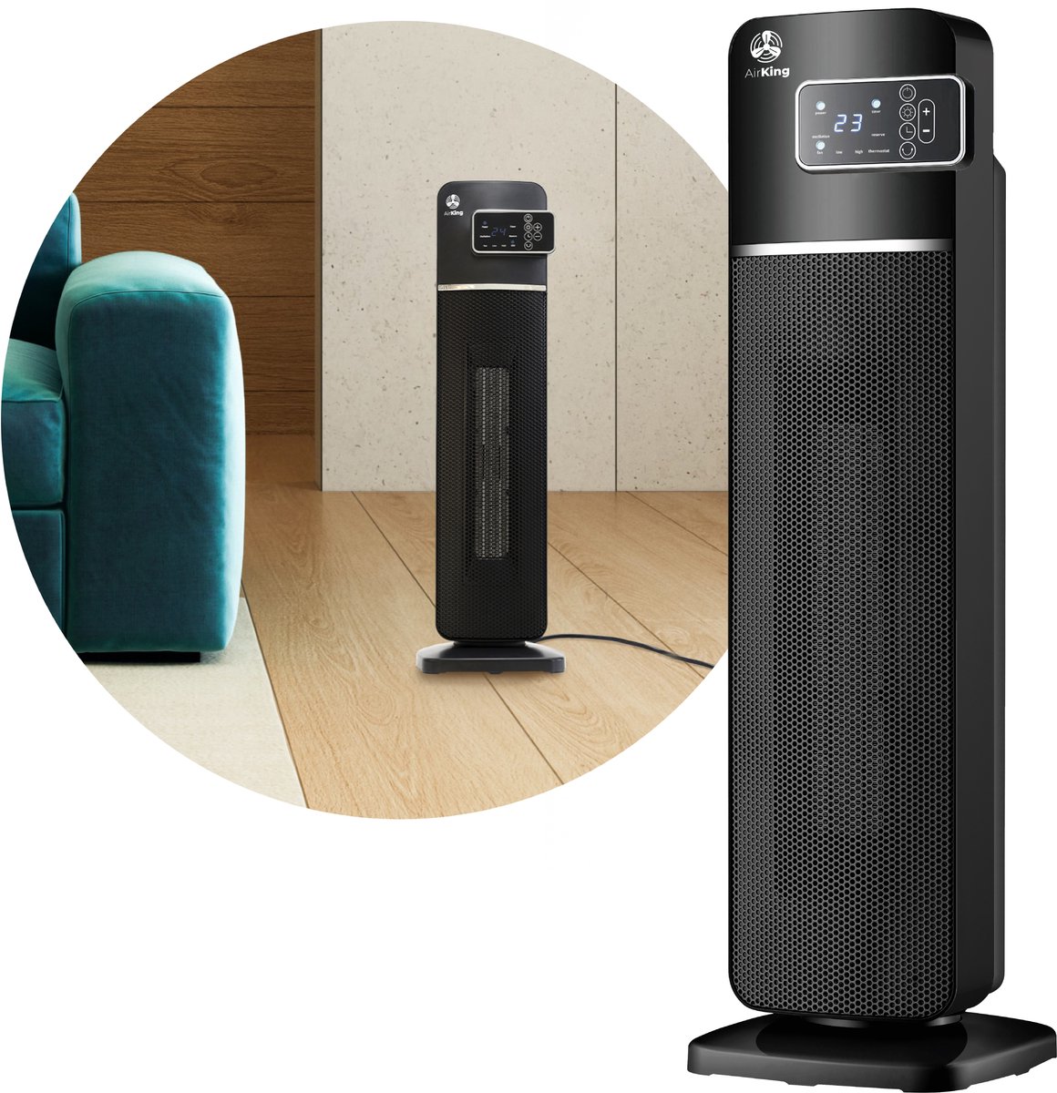 AirKing Elektrische kachel - 2000 Watt - Zwart - Keramische ventilatorkachel met afstandsbediening en timerfunctie