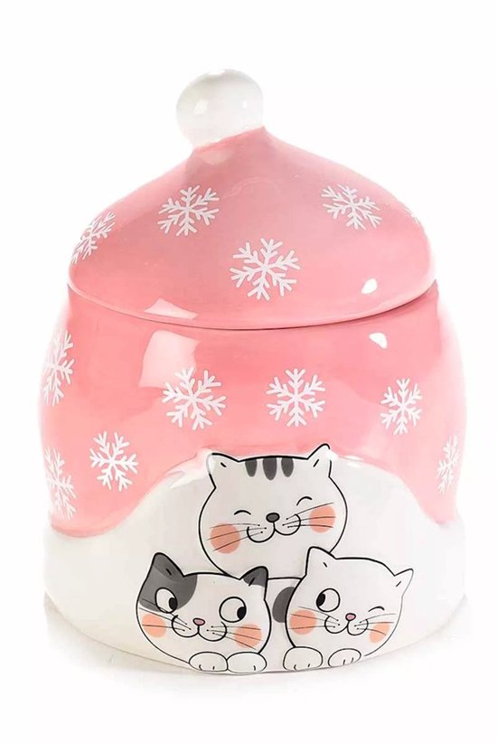 Keramische Voorraadpot Met Katten Roze 12 Cm X 15 Cm H keramische-voorraadpot-met-katten-roze-12-cm-x-15-cm-h