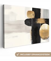 Tableau sur toile 120x80 cm - Décoration murale exclusive Formes - Coups de pinceau - Abstrait - Or - Décoration murale murale salon - Décoration chambre - Accessoires chambre - Peintures sur toile