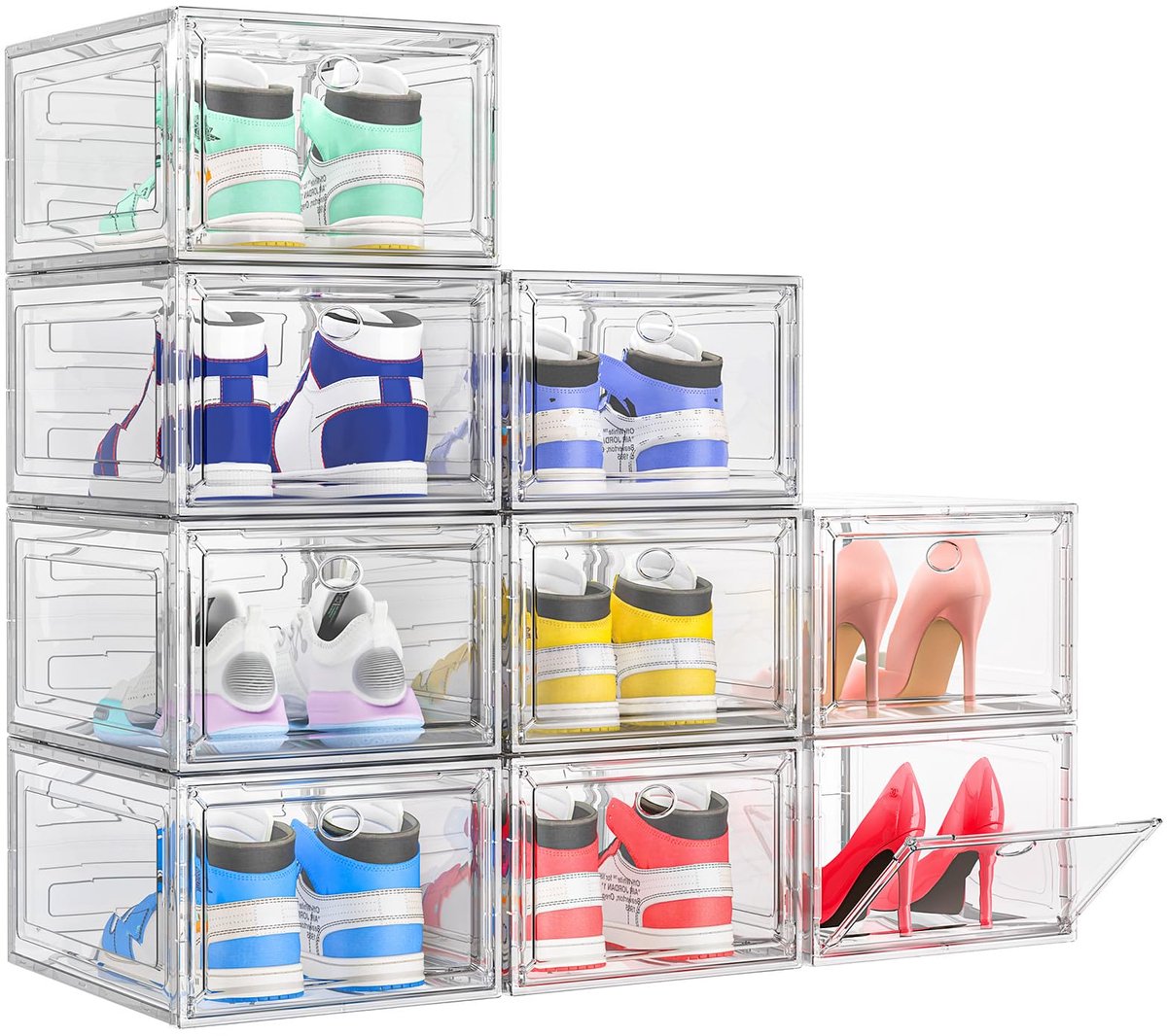 Ibenzoa® Stapelbare opvouwbare opbergdozen voor schoenen en accessoires met magneetdeur