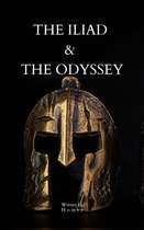 Casque doré avec le texte 'THE ILIAD & THE ODYSSEY', Écrit par Homère.