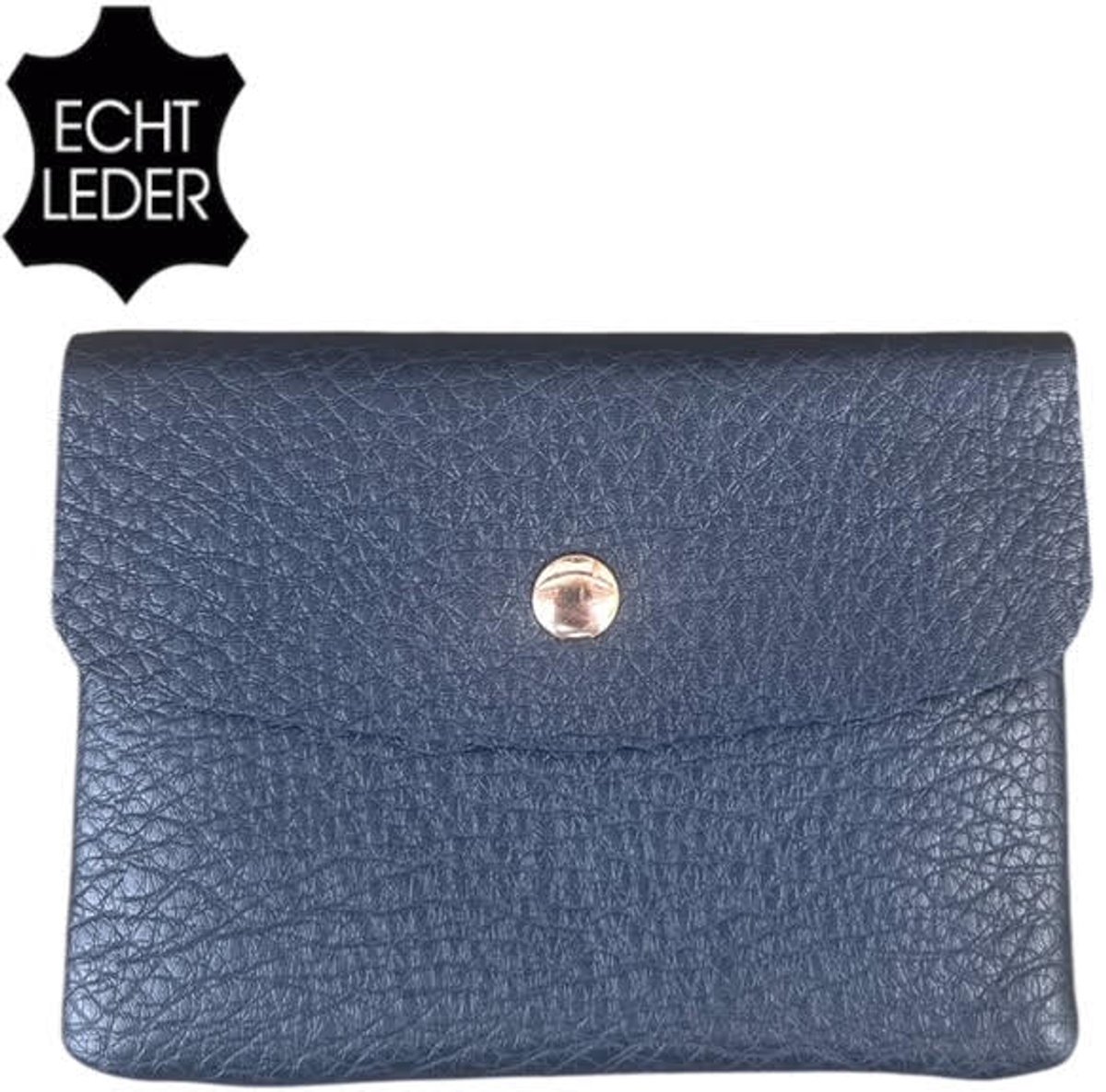 THL Design - Kleine Portemonnee Dames - Mini Portemonnee - Echt Leer - Donkerblauw