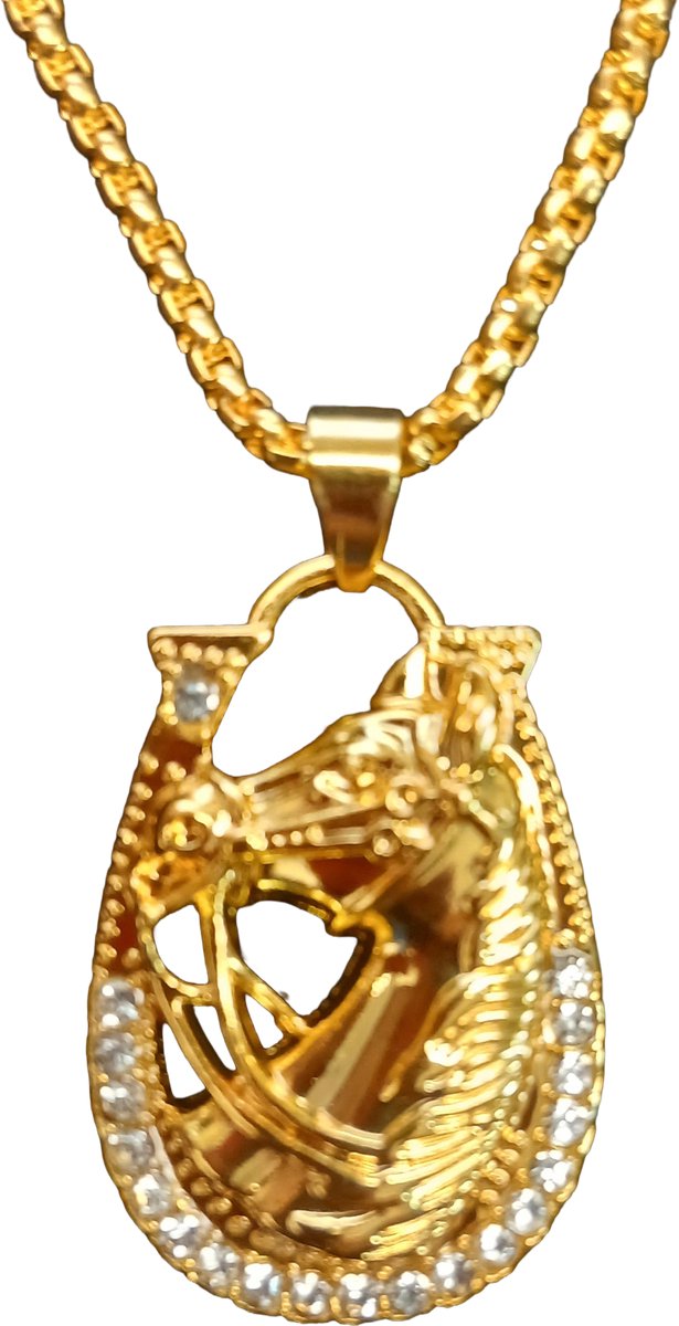 Ketting Paardenhoofd Goudkleurig – 60 cm Ketting met Paard Hanger – Cadeau voor Paardenliefhebber – Inclusief Doosje