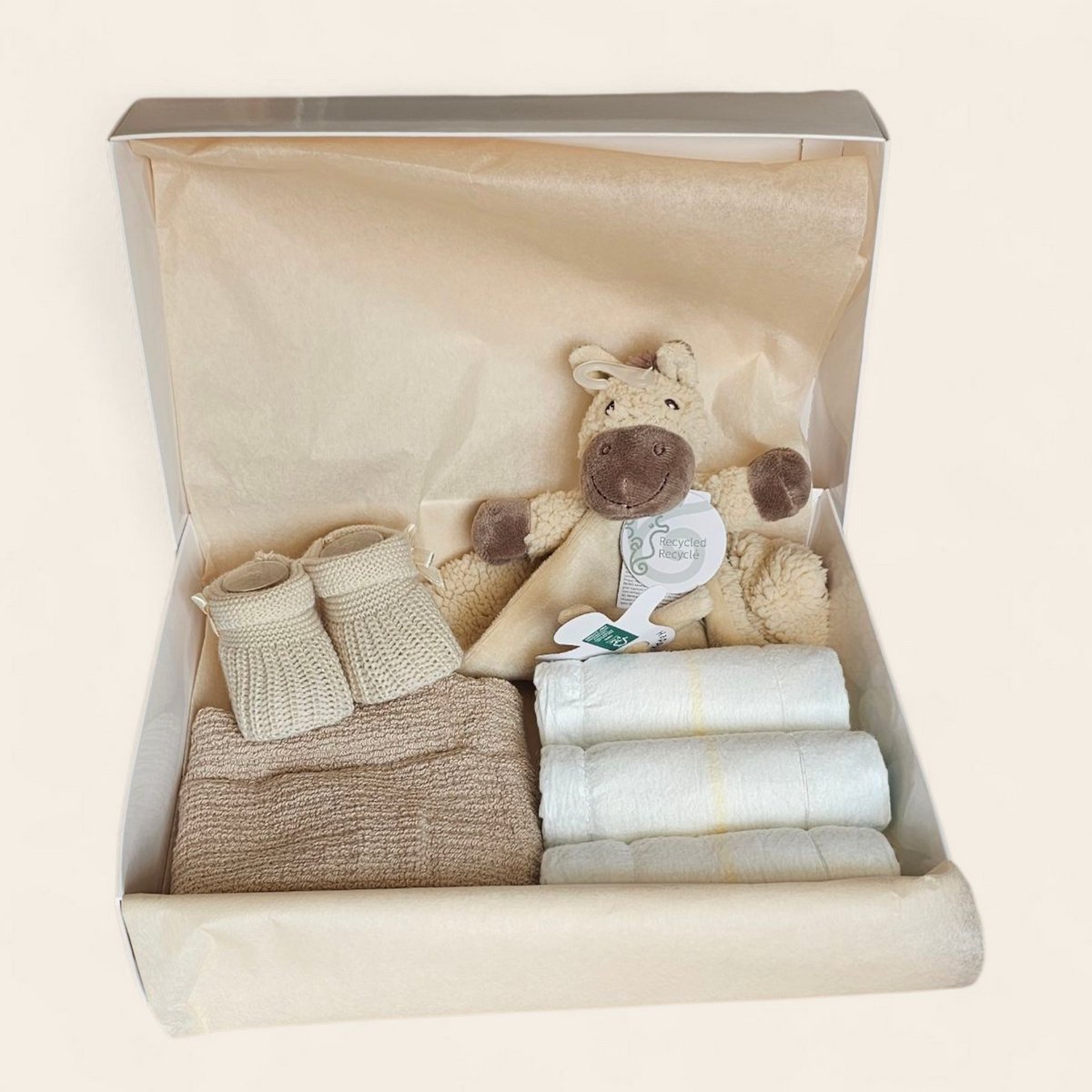 Kraamcadeau Bruin met Happy Horse paard Helma Knuffeldoekje