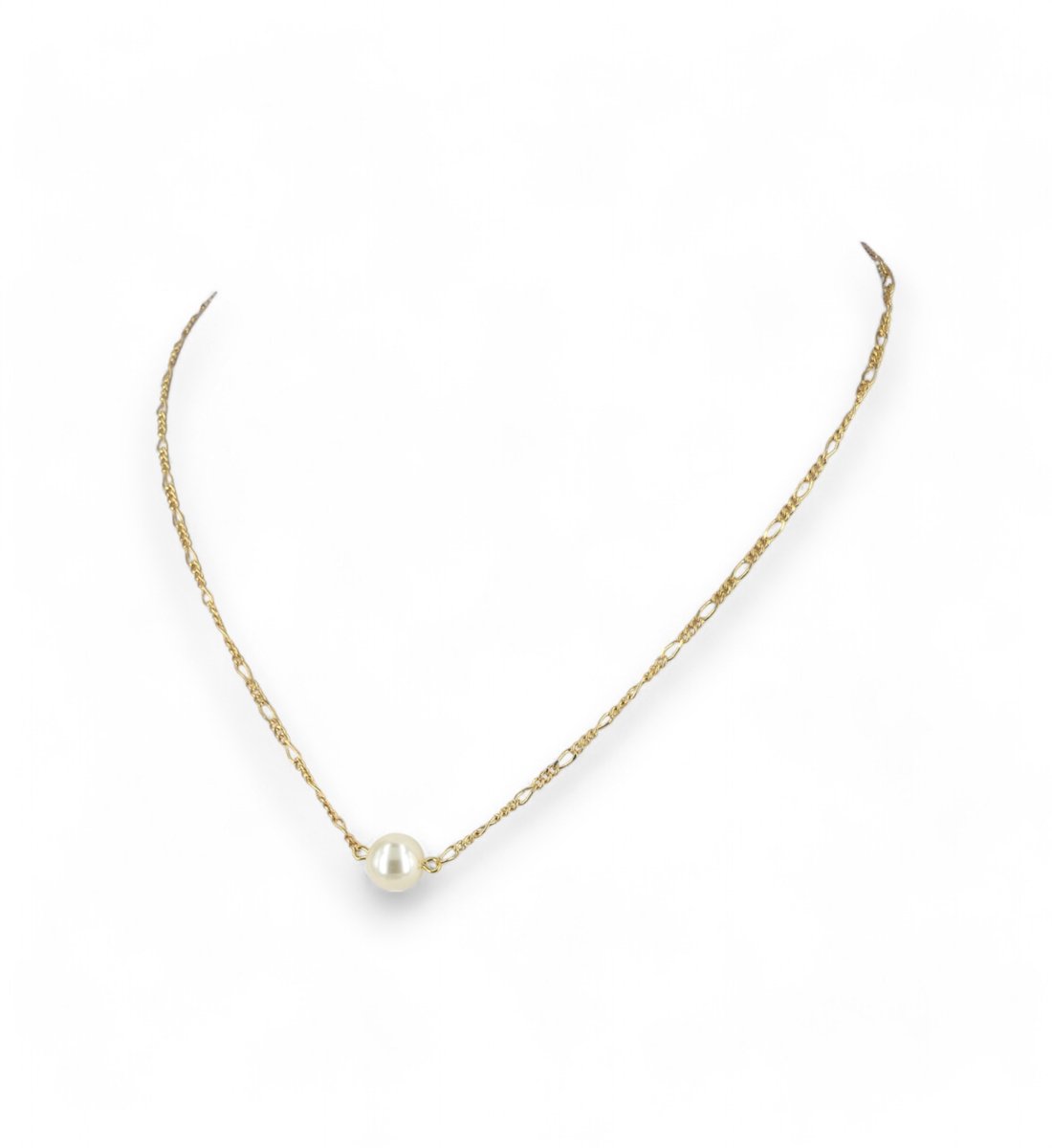 KAYEE - Goudkleurige ketting met 10mm Swarovski parel - crème - 46cm