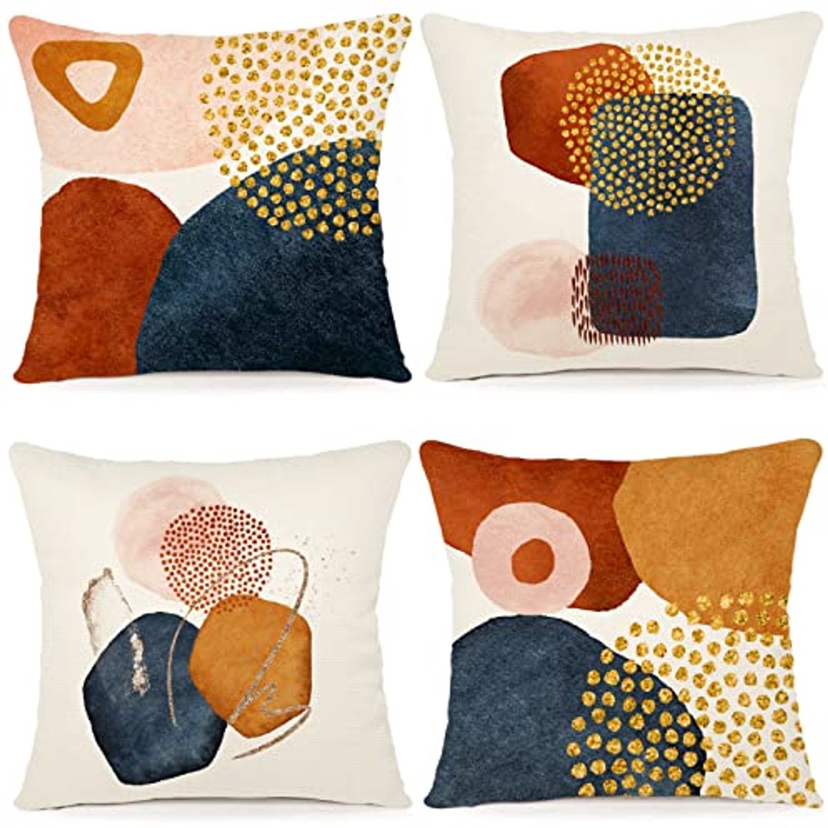 Decoratieve Kussenhoezen 45 x 45 cm - Set van 4 met Geometrisch Patroon voor Sofa, Slaapkamer en Buiten