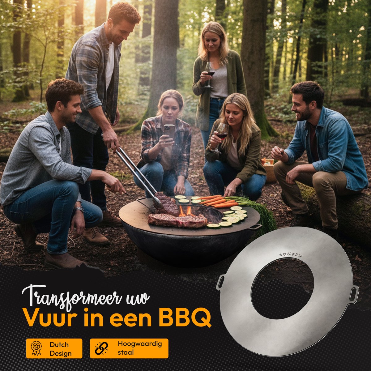 BonFeu BonPlancha Plancha 60 cm - Griddle Plate for 60 cm Fire Bowl - Steel 6 mm