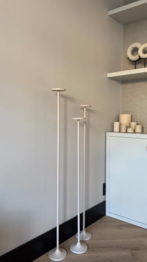 Vloerkandelaren set van 3 stuks beige voor stompkaars-kaarsenhouder-stompkaarskandelaar-kaarsenstandaard-120,110 en 100 cm hoog-Branded By