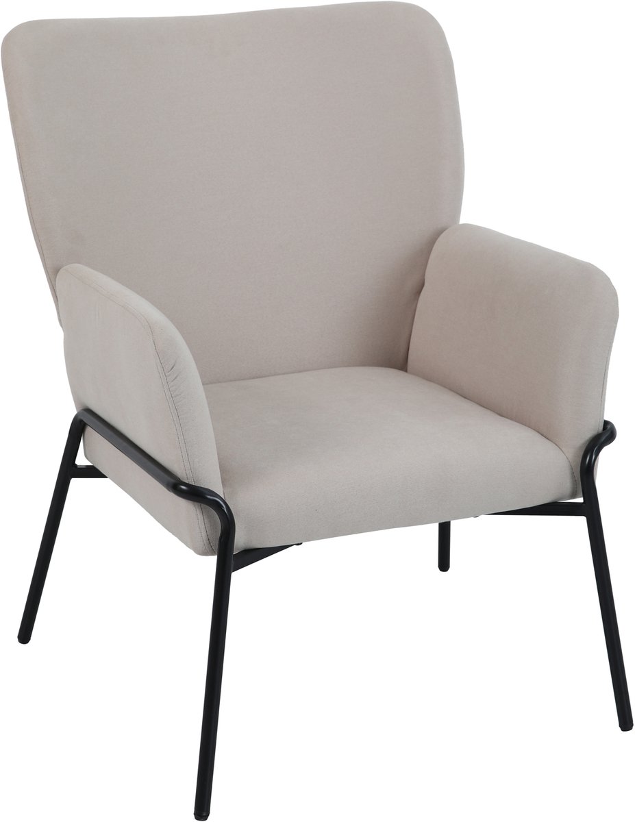 SVITA FREIA loungestoel - modern met armleuningen cocktailstoel gestoffeerde stoel beige