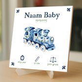 Gepersonaliseerde Baby Tegeltje – Met Naam, Geboortedatum, Gewicht, Lengte en Tijd – Blauw Treintje