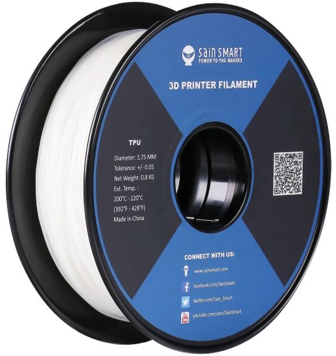 SainSmart TPU Filament 1.75mm 0.8kg - WIT