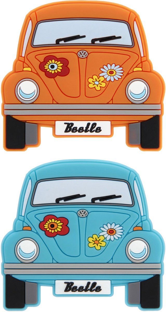 BRISA VW Collection - Volkswagen Kever/Beetle rubberen magneet - voorkant, koelkastmagneet, magneten voor koelkast, magneetbord, whiteboard, prikbord (set van 2)