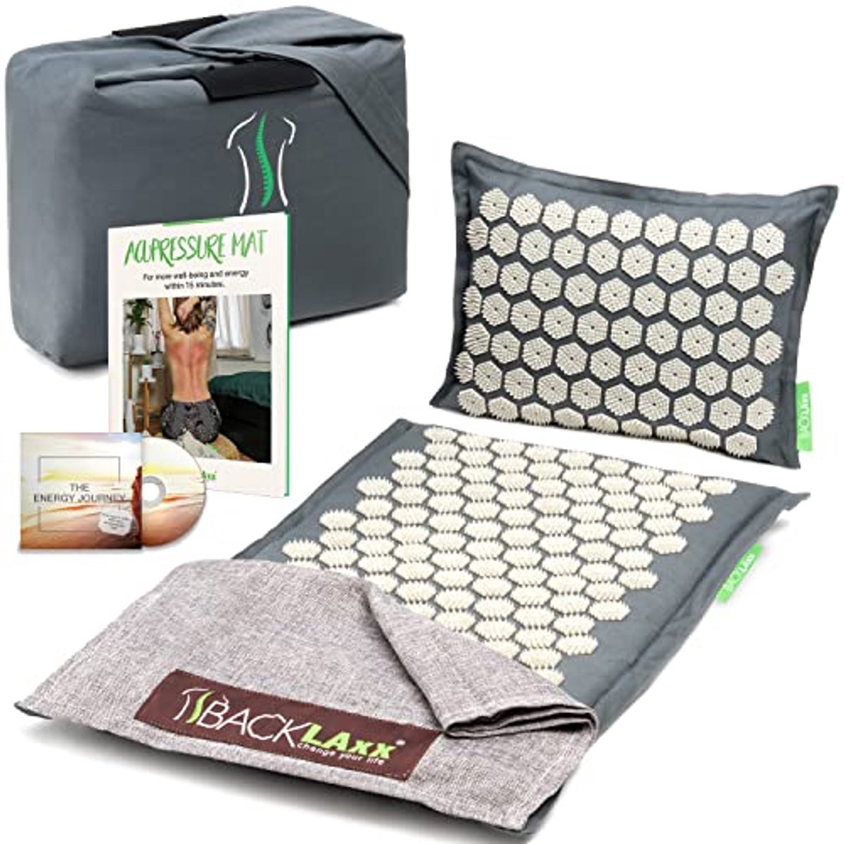 Acupressuur Mat en Kussen Set voor Ontspanning - Massage Spijkermat - Acupunctuurmat en Nagelmat