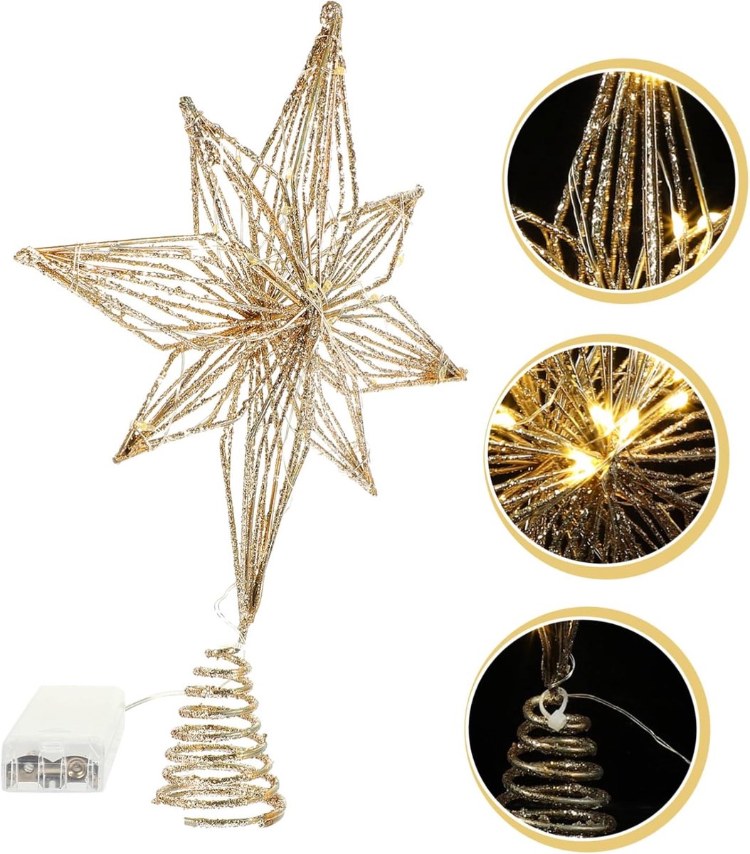 Verlichte Kerstboom Piek - kerstboomversiering - kerstboom versiering - LED Ster Decoratie Voor Festival Boom Top Met Lichtjes – foto 3