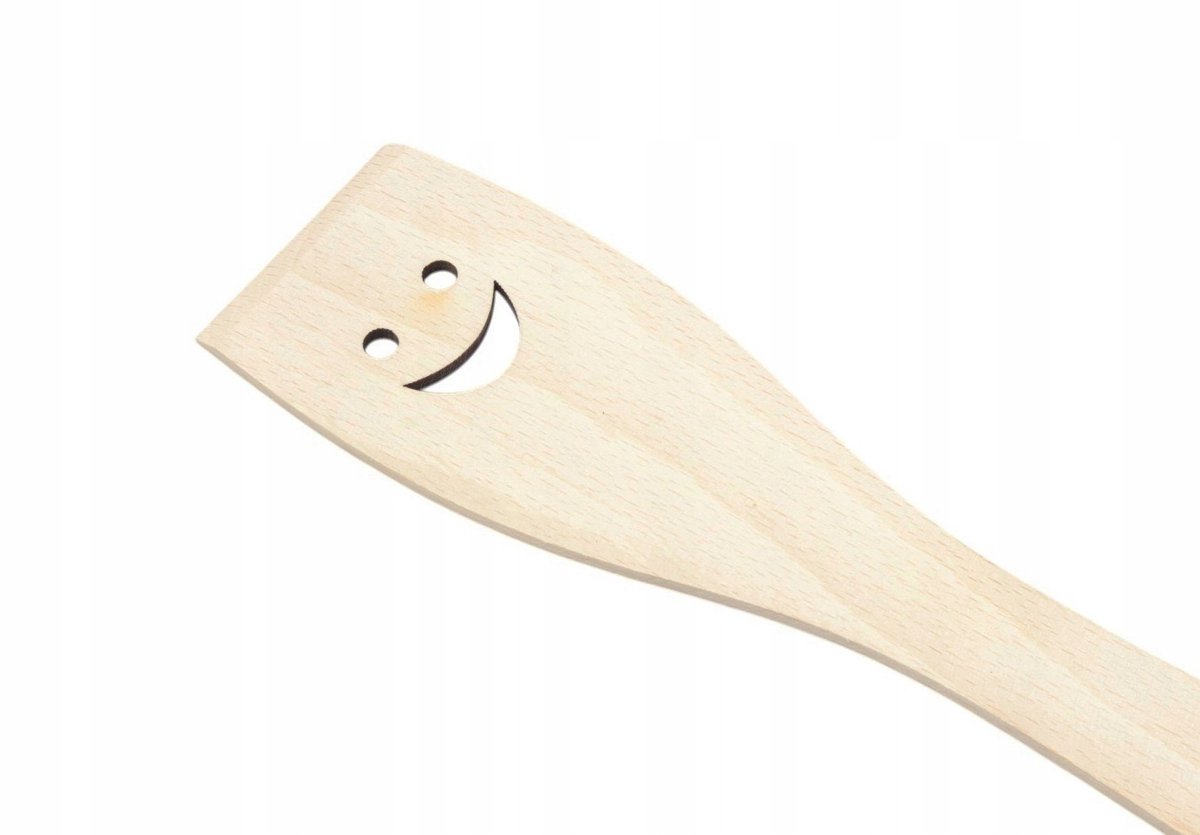 Houten spatel met lachend gezicht, 30cm, voor anti-aanbakpannen